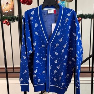 Wilson Royal Blue Tennis-Print Cardigan Sweater